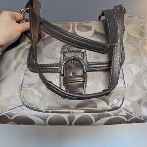 Tan and khaki Coach bag